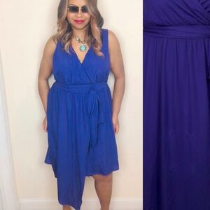 TORRID Solid Purple Faux Wrap Asymmetrical Plus Casual Cocktail Sleeveless Midi